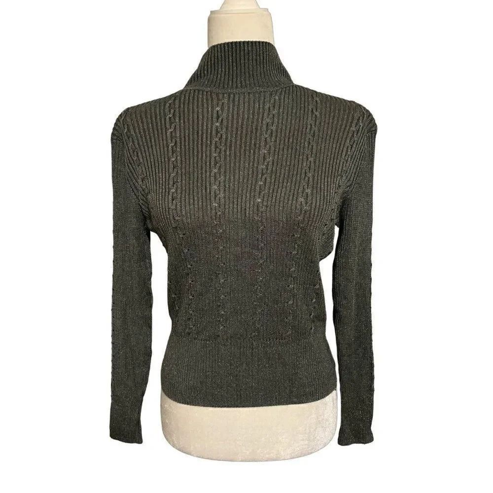 carlisle womens black Gray metallic turtleneck long sleeve sweater p xs Small